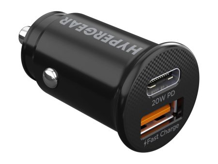 HyperGear mini 20W USB-C PD + 18W USB Fast Car Charger - Black - 15-11149 Fashion