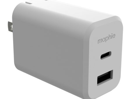 Mophie 42W Dual USB-A & USB-C PD Wall Charger - White - 15-11427 For Sale