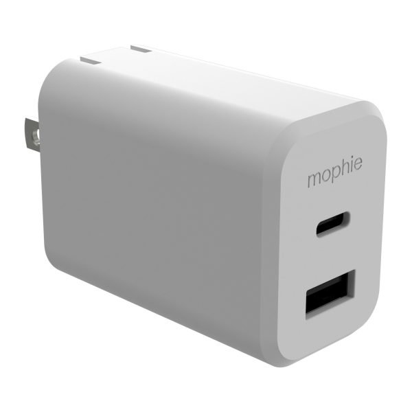 Mophie 42W Dual USB-A & USB-C PD Wall Charger - White - 15-11427 For Sale