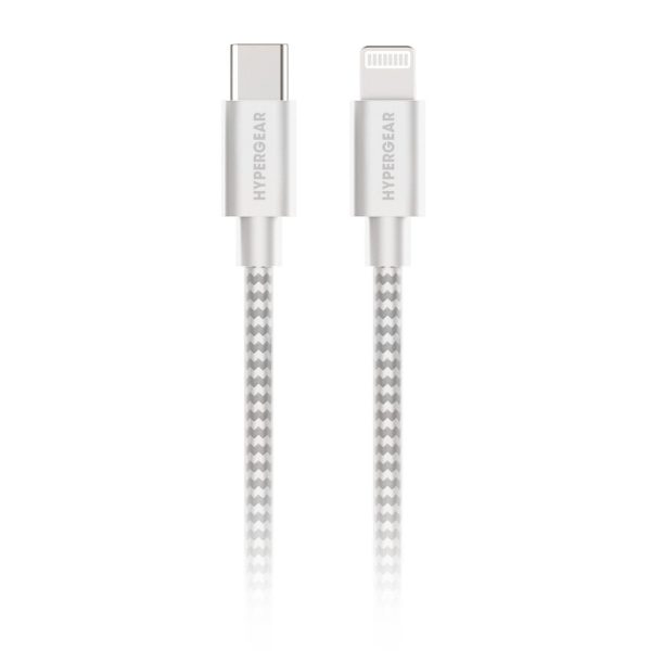 HyperGear 10 ft. (300cm) USB-C to Lightning Braided Charge and Sync Cable - White - 15-12119 Fashion