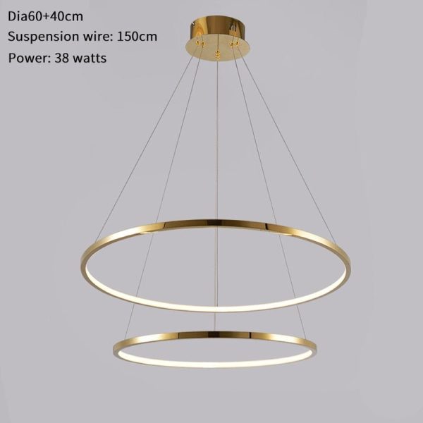 Modern Ring Led Chandelier For Staircase Luxury Living Room Gold Light Fixture Long Villa Hall Lobby on Sale