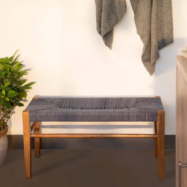 Twine Wooden Bench (Blue) For Discount