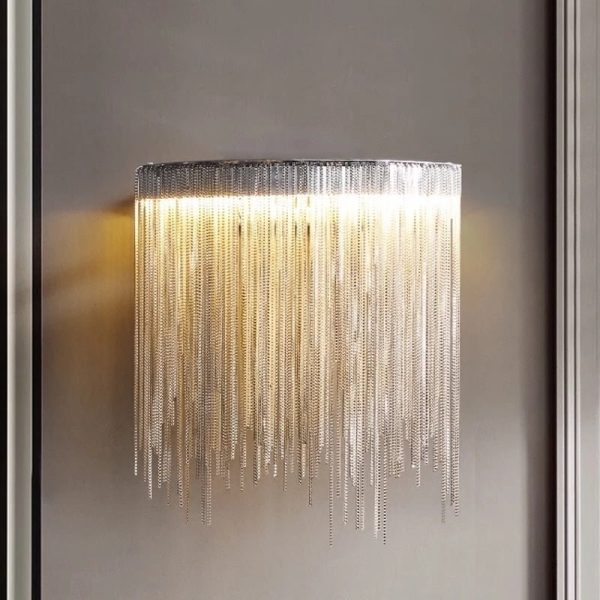 Modern Led Chain Wall Sconce Bedroom Luxury Living Room Indoor Lighting Gold Silver Creative Design Online Hot Sale