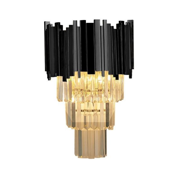 Sophisticated Crystal Wall Sconce in Gold, Chrome, or Black for Living Room, Bedroom, and Hallway Illumination Online Sale