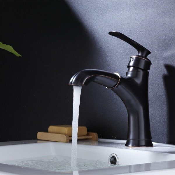 Basin Faucets Brass Black Modern Pull Out And Down Bathroom Faucet Kitchen Sink Faucet Toilet Mixer Tap Hot Cold Water Fashion