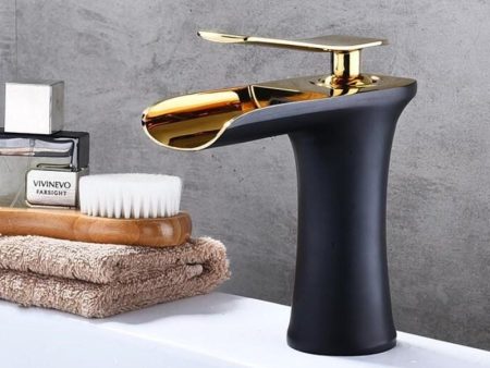 Brass Waterfall Basin Faucet: Single Handle Hot and Cold Water Mixer on Sale