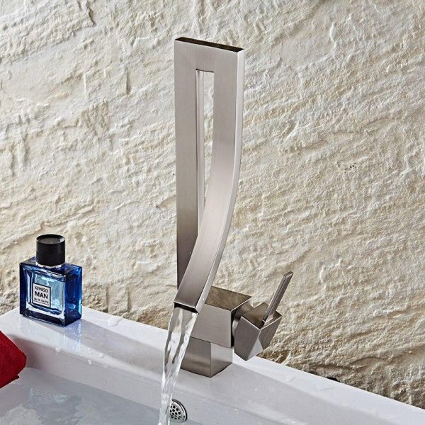 Deck Mounted Bathroom Faucets Hot Cold Water Mixer Crane Sink Faucet Waterfall Bath Tap Chrome Finished Online Sale