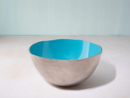 teal metal-enamel fusion fruit bowl- medium on Sale