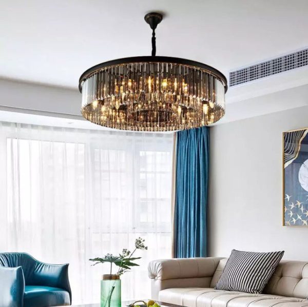 Black Crystal Round Shape Luxury Chandelier For Living Room Dining Room For Discount