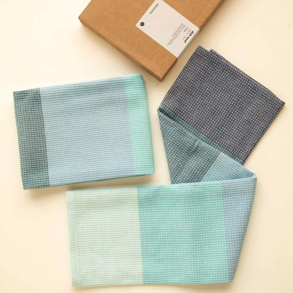 Waffle Blue Dish Towel Set of Two Online Hot Sale