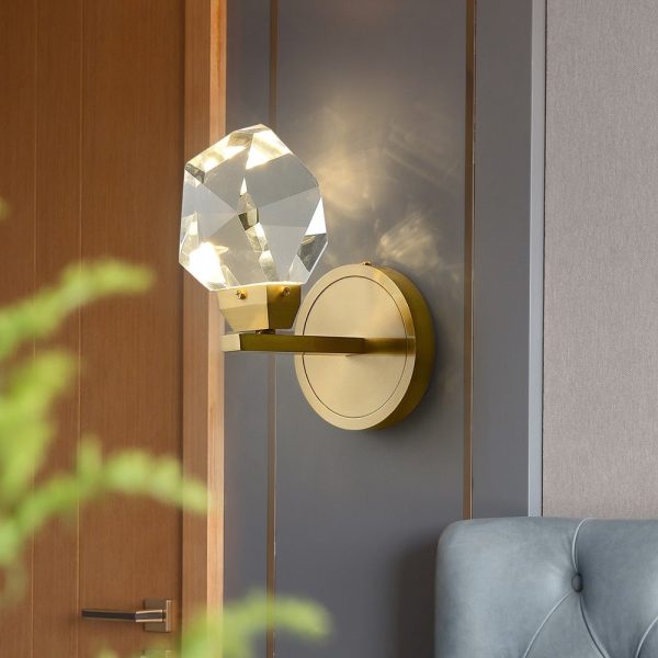 Modern Minimalist Crystal Wall Lamp Living Room Bedroom Bedsize Diamond Design Wall Light Sconces Online