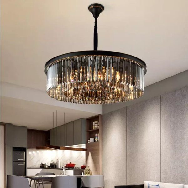 Black Crystal Round Shape Luxury Chandelier For Living Room Dining Room For Discount