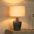 Vara Ribbed Terracotta Indigo Blue Lamp With Shade - White Online Hot Sale