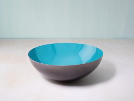 teal metal bowl with enamel Sale