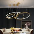 Modern Ring Led Chandelier For Staircase Luxury Living Room Gold Light Fixture Long Villa Hall Lobby on Sale