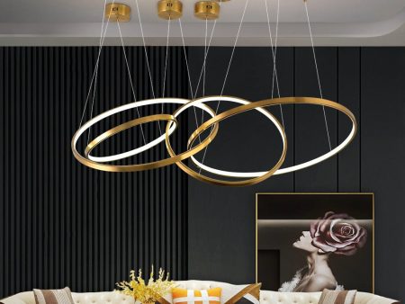 Modern Ring Led Chandelier For Staircase Luxury Living Room Gold Light Fixture Long Villa Hall Lobby on Sale