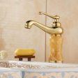 Gold Jade Ware Bathroom Faucet Single Handle Single Hole Sink Basin Faucet Cold Hot Water Mixer Bathroom Accessories Online Hot Sale