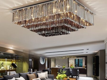 Luxury Modern Black Crystal Ceiling Chandelier Living Room Square Shape For Discount