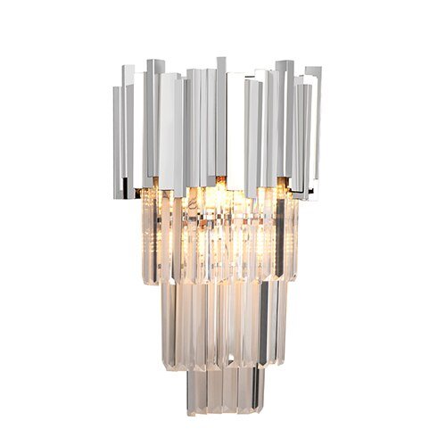 Sophisticated Crystal Wall Sconce in Gold, Chrome, or Black for Living Room, Bedroom, and Hallway Illumination Online Sale