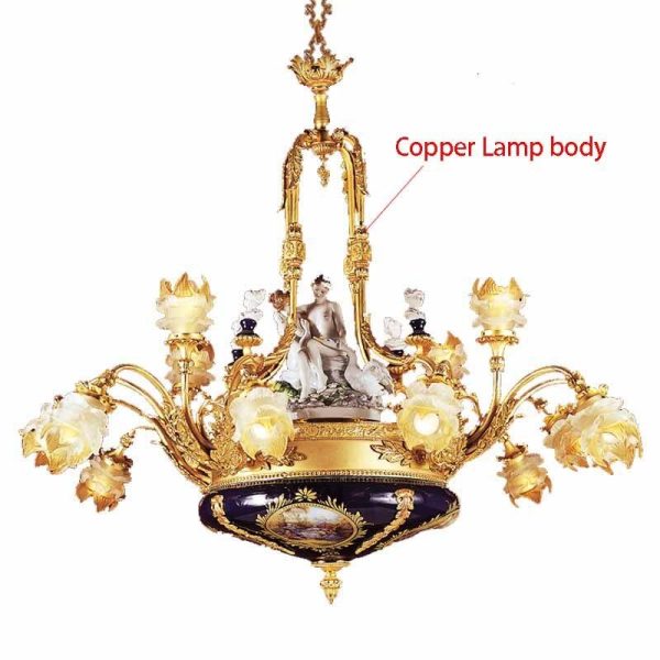 Villa Chandelier Hotel Foyer Large Chandeliers Copper Suspension Lighting Art Deco Hanging Lamp Chandelier Lighting For Cheap