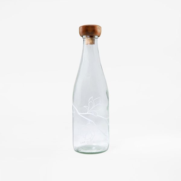 magnolia glass water bottle with wooden stopper Fashion