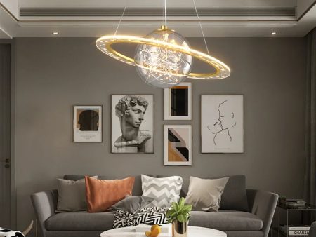 Nordic LED Modern Golden Round Planet Chandelier - Living, Dining and Bedroom Décor Lighting Online now