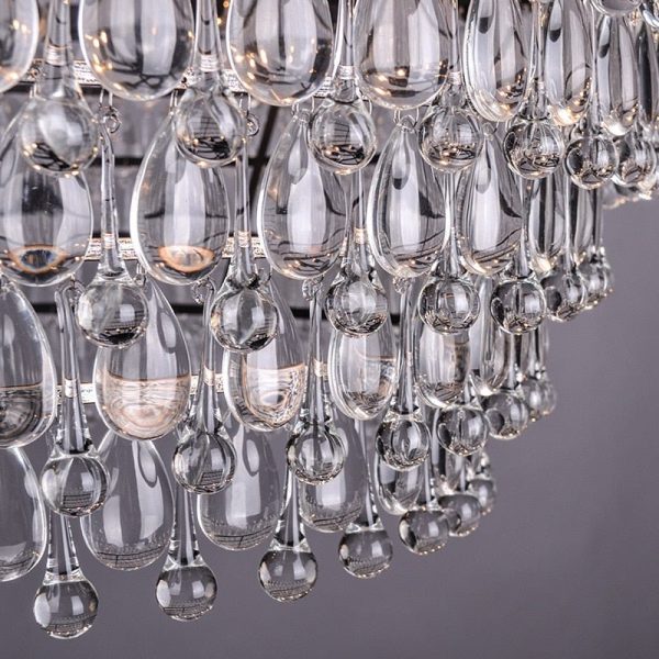 Vintage Big Glass Drops Led Crystal Iron Lustres Chandeliers Pendants For Kitchen Living Room Bedroom Discount