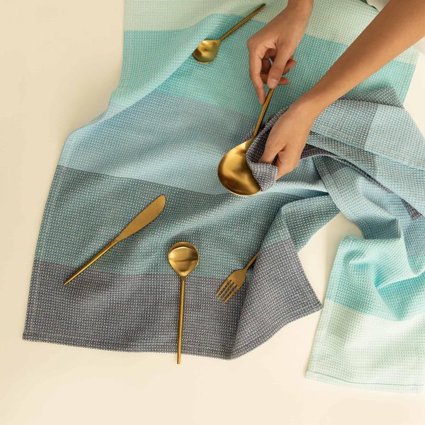 Waffle Blue Dish Towel Set of Two Online Hot Sale