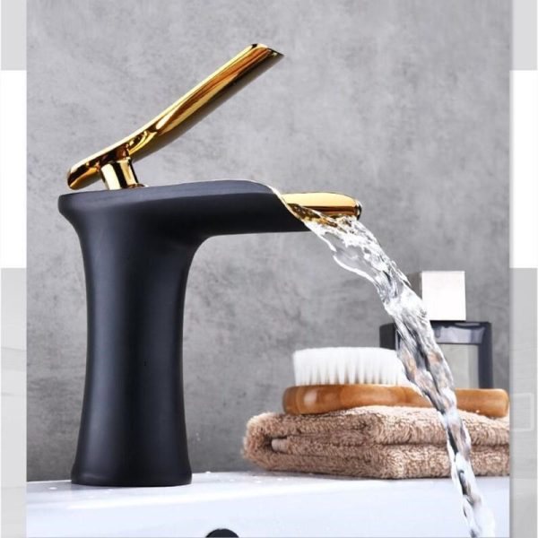 Brass Waterfall Basin Faucet: Single Handle Hot and Cold Water Mixer on Sale