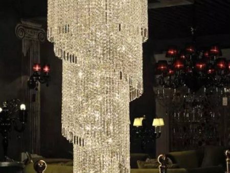 Luxury Modern Crystal Bead Chandelier For Staircase Long Loft Black Light Fixture Cheap