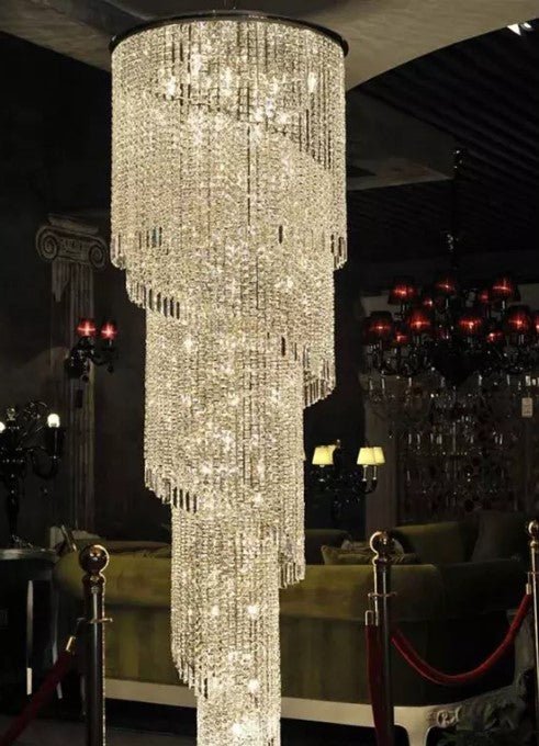 Luxury Modern Crystal Bead Chandelier For Staircase Long Loft Black Light Fixture Cheap