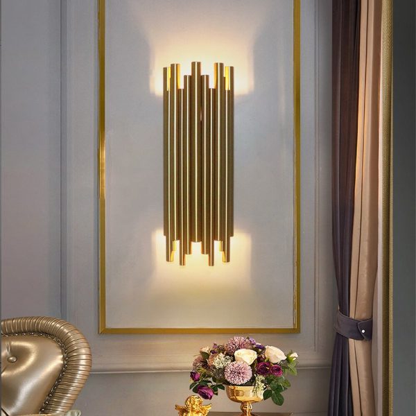 Creative Design Modern Gold Tube LED Wall Sconces Lamp Bedroom Bedside Light Fixtures For Sale