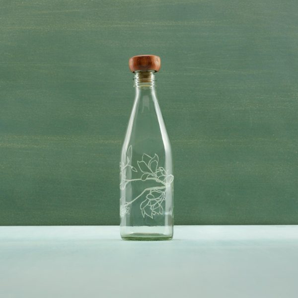 magnolia glass water bottle with wooden stopper Fashion