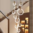 Modern LED Wooden Ring Chandelier Ceiling Living Room On Stairs Hanging Pendant Light For Discount