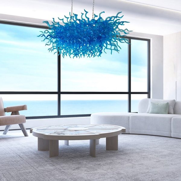 Designer 100% Hand-Blown Glass LED Chandelier for Foyers, Living Rooms, and Dining Rooms Supply