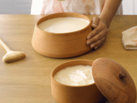 terracotta curd setter with wooden lid- large Fashion