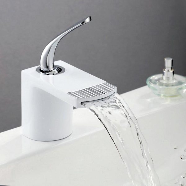 Basin Faucets White Gold Bathroom Faucet Hot and Cold Mixer Tap Black Brass Toilet Sink Water Crane Waterfall For Cheap