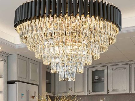 Luxury Round Black Modern Crystal Led Chandelier For Living Room For Cheap