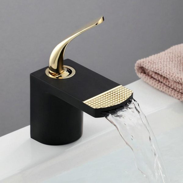 Basin Faucets White Gold Bathroom Faucet Hot and Cold Mixer Tap Black Brass Toilet Sink Water Crane Waterfall For Cheap