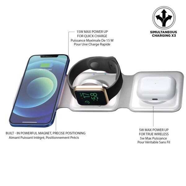 Uunique 15W Trio 3in1 Magnetic Foldable Wireless Charger - White - 15-09232 Online