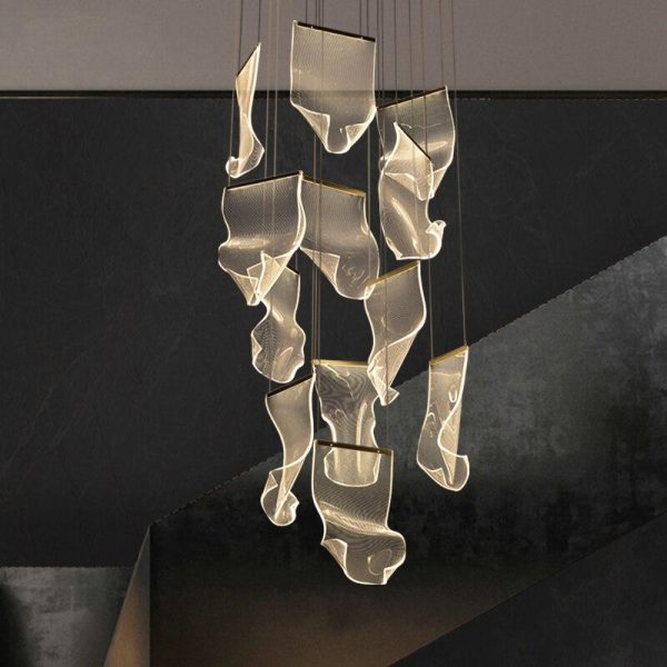 Duplex Rotating Staircase LED Chandelier Lighting Postmodern Creative Pendant Lamp Dinning Living For Discount