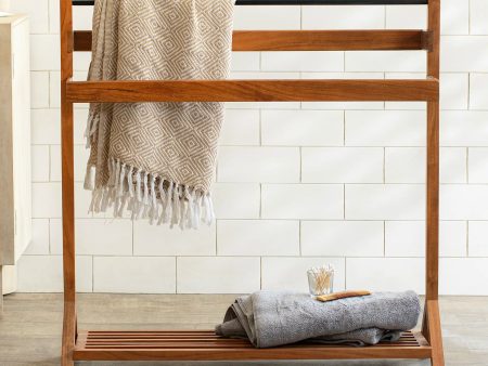 Ready-To-Assemble Wooden Towel Holder with Shelf For Discount