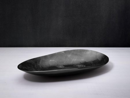 black textured metal platter- large Online