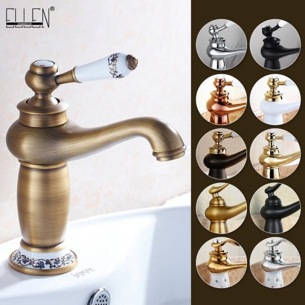 Single Handle Antique Bronze Finish Bathroom Faucet Brass Basin Sink Solid Brass Faucets  Water Mixer Taps Bath Crane Hot on Sale