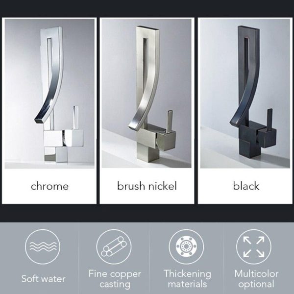 Deck Mounted Bathroom Faucets Hot Cold Water Mixer Crane Sink Faucet Waterfall Bath Tap Chrome Finished Online Sale