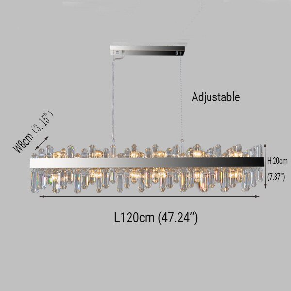 Contemporary Rectangular Crystal Chandelier in Chrome for Kitchen Island and Living Room Supply