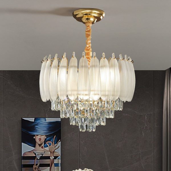 White Modern Living Room Crystal Chandelier Online Sale