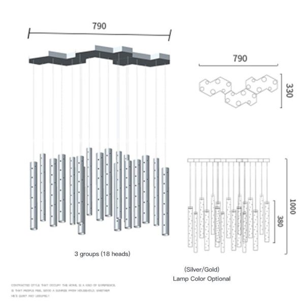 Modern Nordic Tube Shape LED Chandelier For Dining Room For Sale