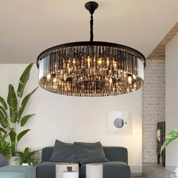 Black Crystal Round Shape Luxury Chandelier For Living Room Dining Room For Discount