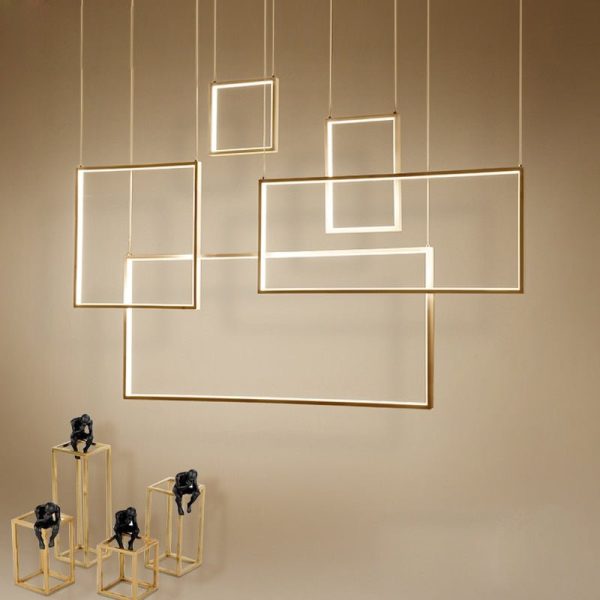 Modern Rectangle Chandeliers Led Pendant Lights Living Dining Room Kitchen Stair Fashion